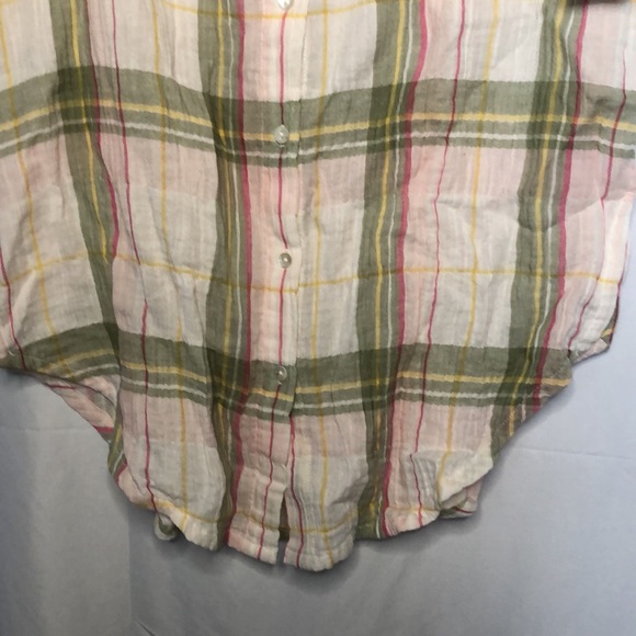 ISABELLA ROSE pink and green striped cotton long button down top. Size Small. - Picture 8 of 13